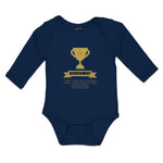 Long Sleeve Bodysuit Baby Achievement New Character Created with Gold Trophy - Cute Rascals