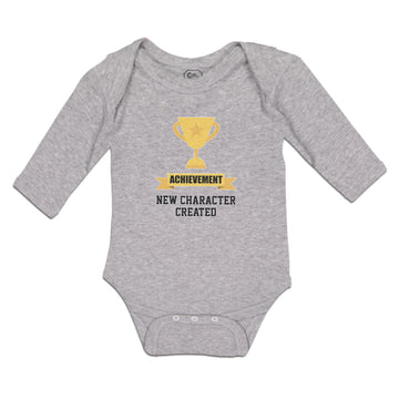 Long Sleeve Bodysuit Baby Achievement New Character Created with Gold Trophy