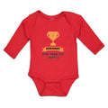Long Sleeve Bodysuit Baby Achievement New Character Created with Gold Trophy