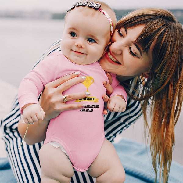 Long Sleeve Bodysuit Baby Achievement New Character Created with Gold Trophy - Cute Rascals