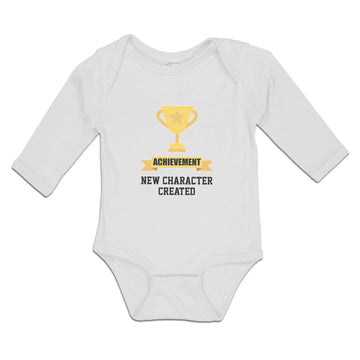 Long Sleeve Bodysuit Baby Achievement New Character Created with Gold Trophy