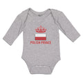 Long Sleeve Bodysuit Baby Polish Americal Flag with Prince Crown Central Europe
