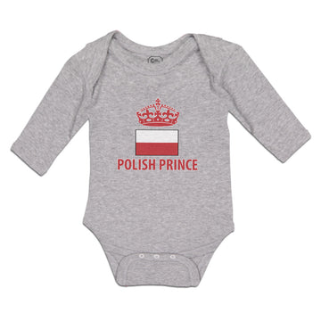 Long Sleeve Bodysuit Baby Polish Americal Flag with Prince Crown Central Europe