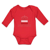 Long Sleeve Bodysuit Baby Polish Americal Flag with Prince Crown Central Europe