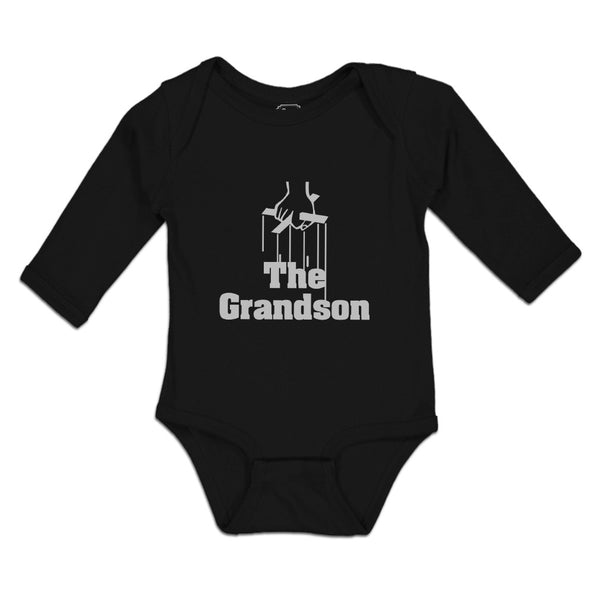 Long Sleeve Bodysuit Baby The Grandson Along with Hand Holding Silhouette Cross