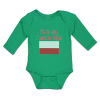 Long Sleeve Bodysuit Baby I'M Cute, Polish! Poland Flag Central Europe Cotton