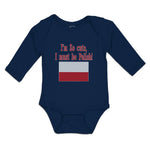 Long Sleeve Bodysuit Baby I'M Cute, Polish! Poland Flag Central Europe Cotton