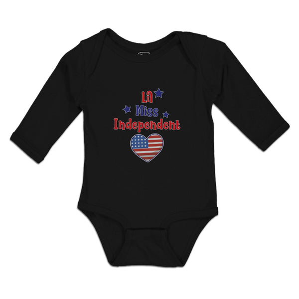 Long Sleeve Bodysuit Baby Lil Miss Independent Flag Heart Symbol Cotton