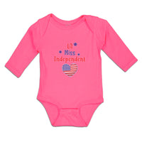 Long Sleeve Bodysuit Baby Lil Miss Independent Flag Heart Symbol Cotton