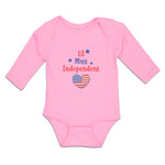 Long Sleeve Bodysuit Baby Lil Miss Independent Flag Heart Symbol Cotton