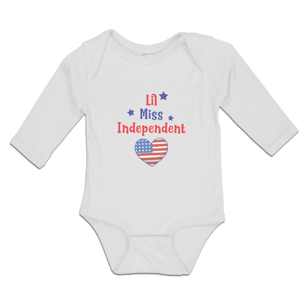 Long Sleeve Bodysuit Baby Lil Miss Independent Flag Heart Symbol Cotton