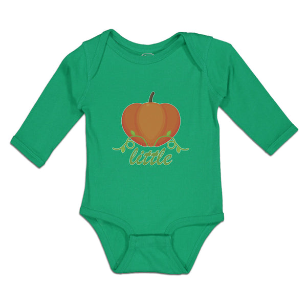 Long Sleeve Bodysuit Baby Little Orange Pumpkin with Stem and Leaf Cotton