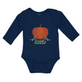 Long Sleeve Bodysuit Baby Little Orange Pumpkin with Stem and Leaf Cotton