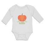 Long Sleeve Bodysuit Baby Little Orange Pumpkin with Stem and Leaf Cotton