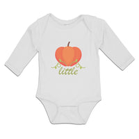 Long Sleeve Bodysuit Baby Little Orange Pumpkin with Stem and Leaf Cotton