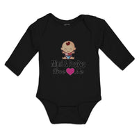 Long Sleeve Bodysuit Baby Mimi Poppop Baby Sitting Eyes Pink Heart Cotton