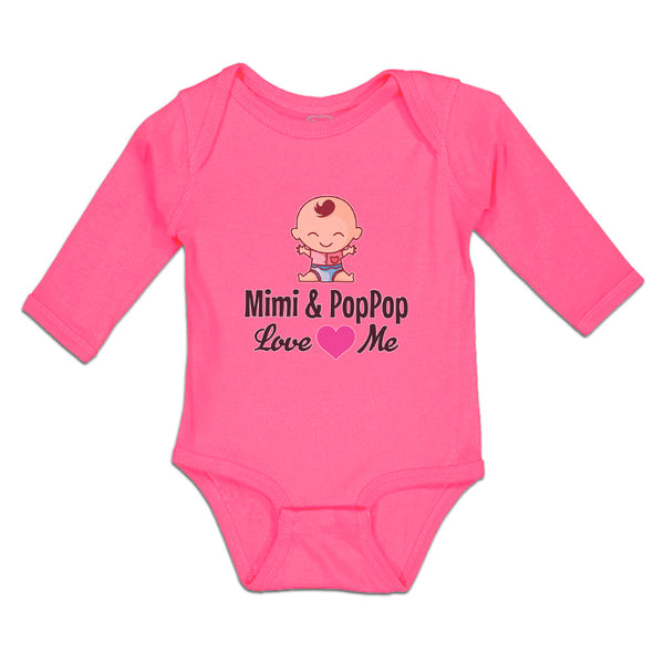 Long Sleeve Bodysuit Baby Mimi Poppop Baby Sitting Eyes Pink Heart Cotton