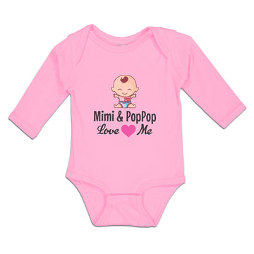 Long Sleeve Bodysuit Baby Mimi Poppop Baby Sitting Eyes Pink Heart Cotton