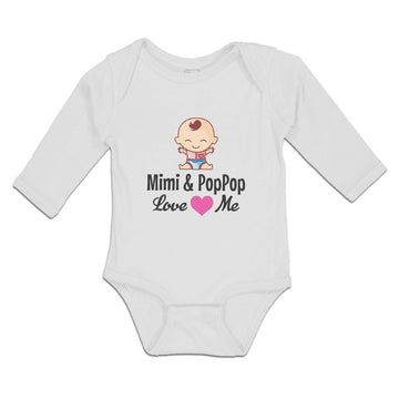 Long Sleeve Bodysuit Baby Mimi Poppop Baby Sitting Eyes Pink Heart Cotton