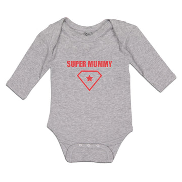 Long Sleeve Bodysuit Baby Super Mummy Shield Diamond Shape Alond Star Cotton