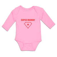 Long Sleeve Bodysuit Baby Super Mummy Shield Diamond Shape Alond Star Cotton