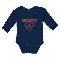 Long Sleeve Bodysuit Baby Super Baby Hero Shield Diamond Shape Inside Cotton