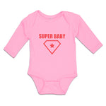 Long Sleeve Bodysuit Baby Super Baby Hero Shield Diamond Shape Inside Cotton