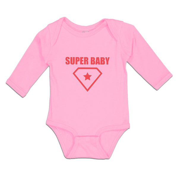 Long Sleeve Bodysuit Baby Super Baby Hero Shield Diamond Shape Inside Cotton