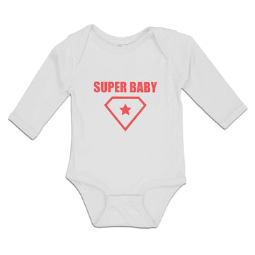 Long Sleeve Bodysuit Baby Super Baby Hero Shield Diamond Shape Inside Cotton