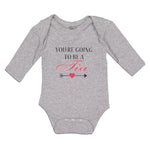 Long Sleeve Bodysuit Baby You'Re Going Tia Bow Arrow Heart Symbol Cotton