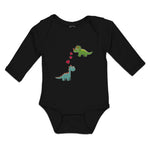 Long Sleeve Bodysuit Baby Triceratops Dinosaur's Lovely Hearts Cotton