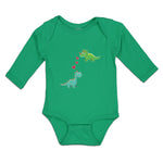 Long Sleeve Bodysuit Baby Triceratops Dinosaur's Lovely Hearts Cotton