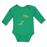 Long Sleeve Bodysuit Baby Triceratops Dinosaur's Lovely Hearts Cotton