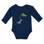 Triceratops and Brontosaurus Dinosaur's Love with Lovely Hearts