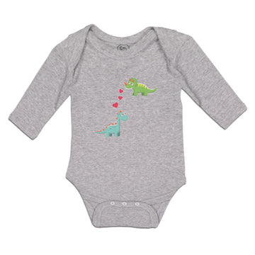 Long Sleeve Bodysuit Baby Triceratops Dinosaur's Lovely Hearts Cotton
