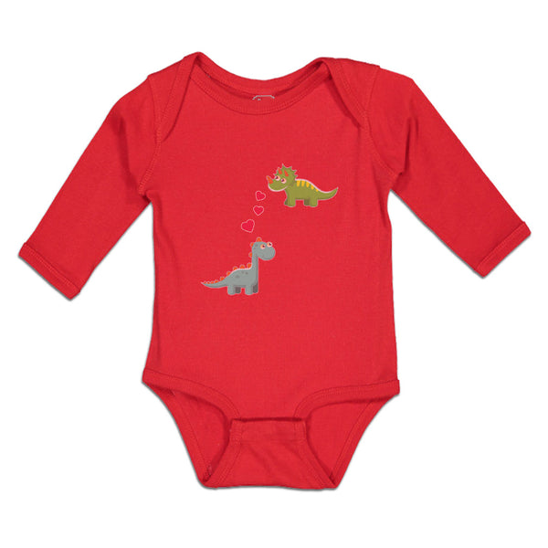 Long Sleeve Bodysuit Baby Triceratops Dinosaur's Lovely Hearts Cotton