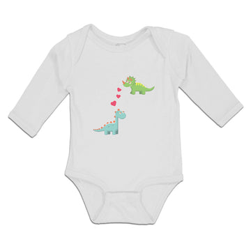 Long Sleeve Bodysuit Baby Triceratops Dinosaur's Lovely Hearts Cotton