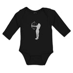 Long Sleeve Bodysuit Baby An Silhouette Woman Hunter with Bow and Arrow Cotton - Cute Rascals