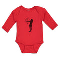 Long Sleeve Bodysuit Baby An Silhouette Woman Hunter with Bow and Arrow Cotton