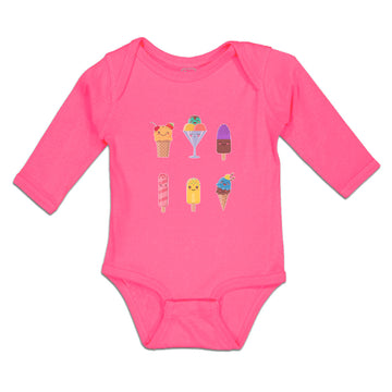 Long Sleeve Bodysuit Baby Frozen Icecream Flavor Sweet Menu Concept Cotton