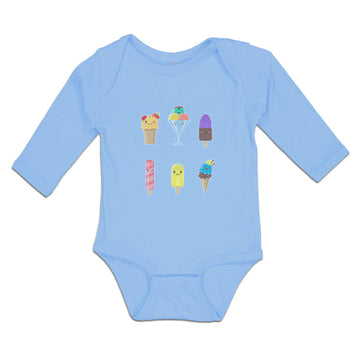 Long Sleeve Bodysuit Baby Frozen Icecream Flavor Sweet Menu Concept Cotton