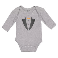 Long Sleeve Bodysuit Baby Men's Fashion Coat Suit Costume with Bowtie Cotton