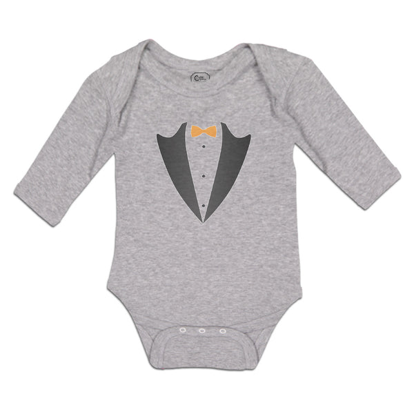 Long Sleeve Bodysuit Baby Men's Fashion Coat Suit Costume with Bowtie Cotton