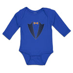 Long Sleeve Bodysuit Baby Men's Fashion Coat Suit Costume with Bowtie Cotton