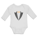 Long Sleeve Bodysuit Baby Men's Fashion Coat Suit Costume with Bowtie Cotton