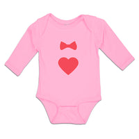 Long Sleeve Bodysuit Baby Red Bowtie and Heart Love Symbol Boy & Girl Clothes