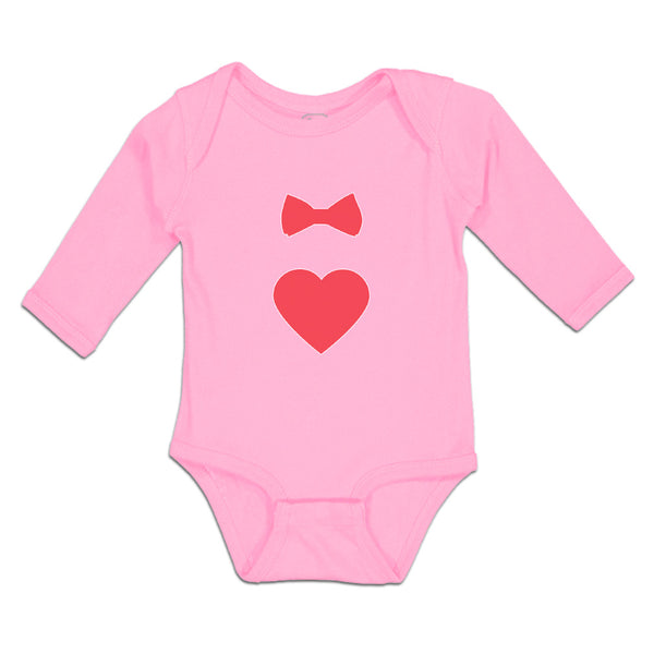 Long Sleeve Bodysuit Baby Red Bowtie and Heart Love Symbol Boy & Girl Clothes