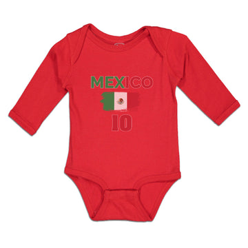 Long Sleeve Bodysuit Baby American National Flag of Mexico 10 United States