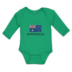 Long Sleeve Bodysuit Baby American National Flag of Australia Usa Cotton - Cute Rascals