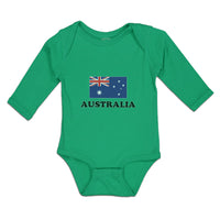 Long Sleeve Bodysuit Baby American National Flag of Australia Usa Cotton - Cute Rascals